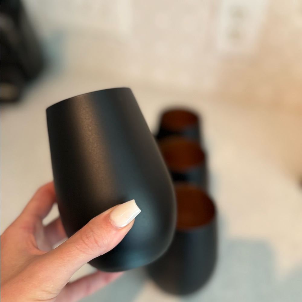 Set of 3 Black Stemless Wine Glasses